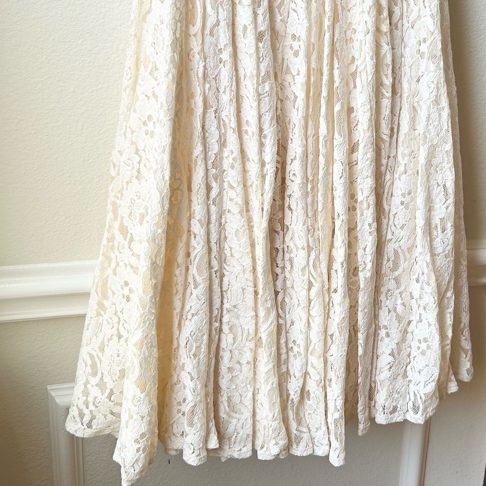 Anthropologie Cream Lace Maxi Dress with Puff Sleeves - Picture 11 of 16